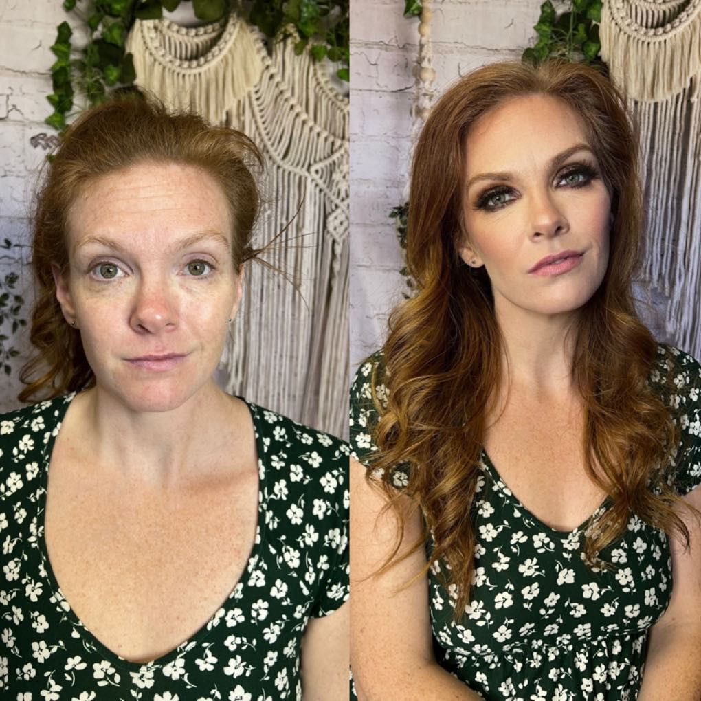 natural to glam before and after makeup for boudoir session