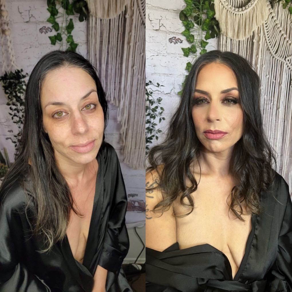 natural to glam before and after makeup for boudoir session