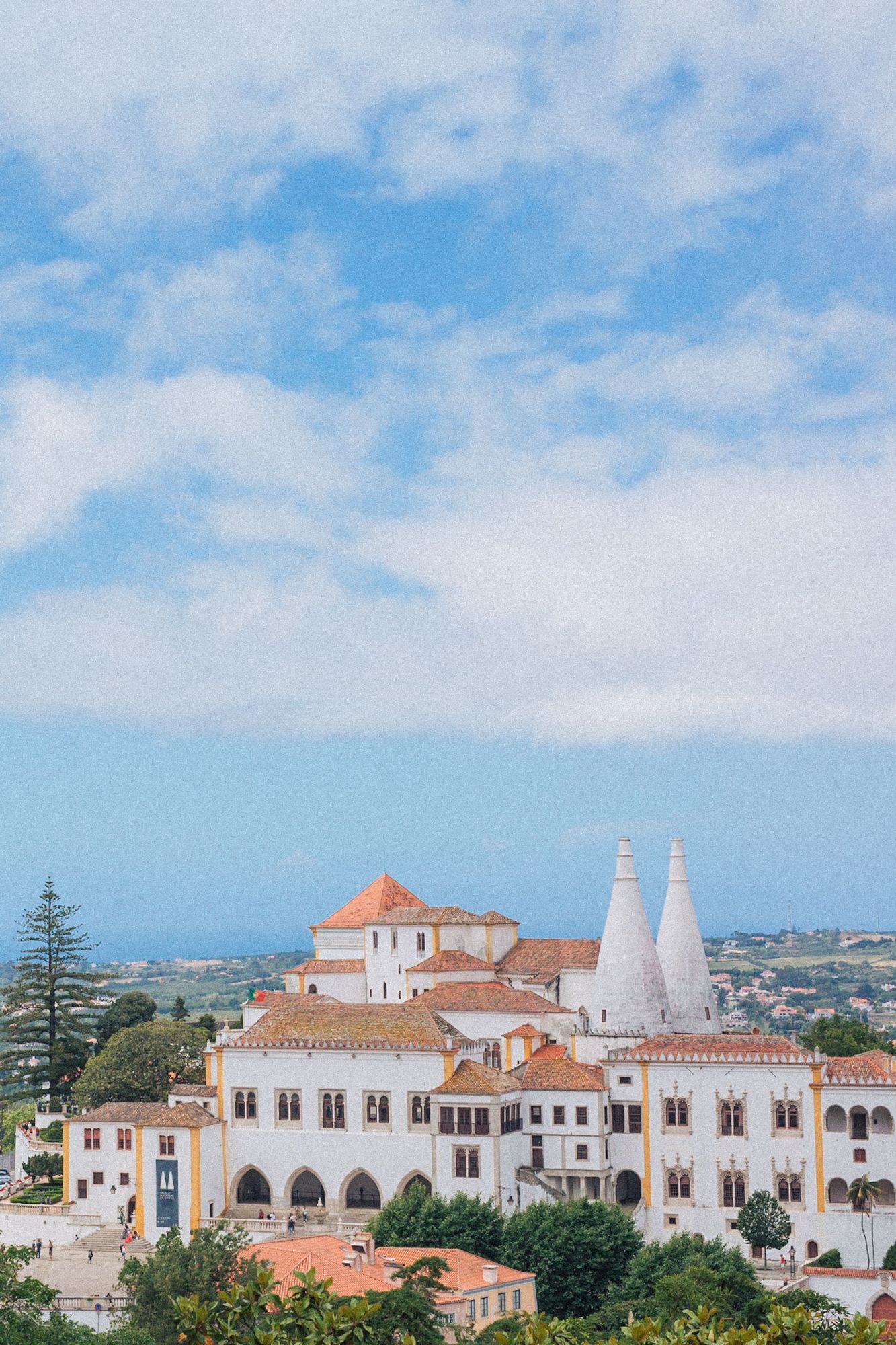 beautiful photograph of the historic palace da vila de Sintra. Captured in Portugal by a destination wedding photographer.