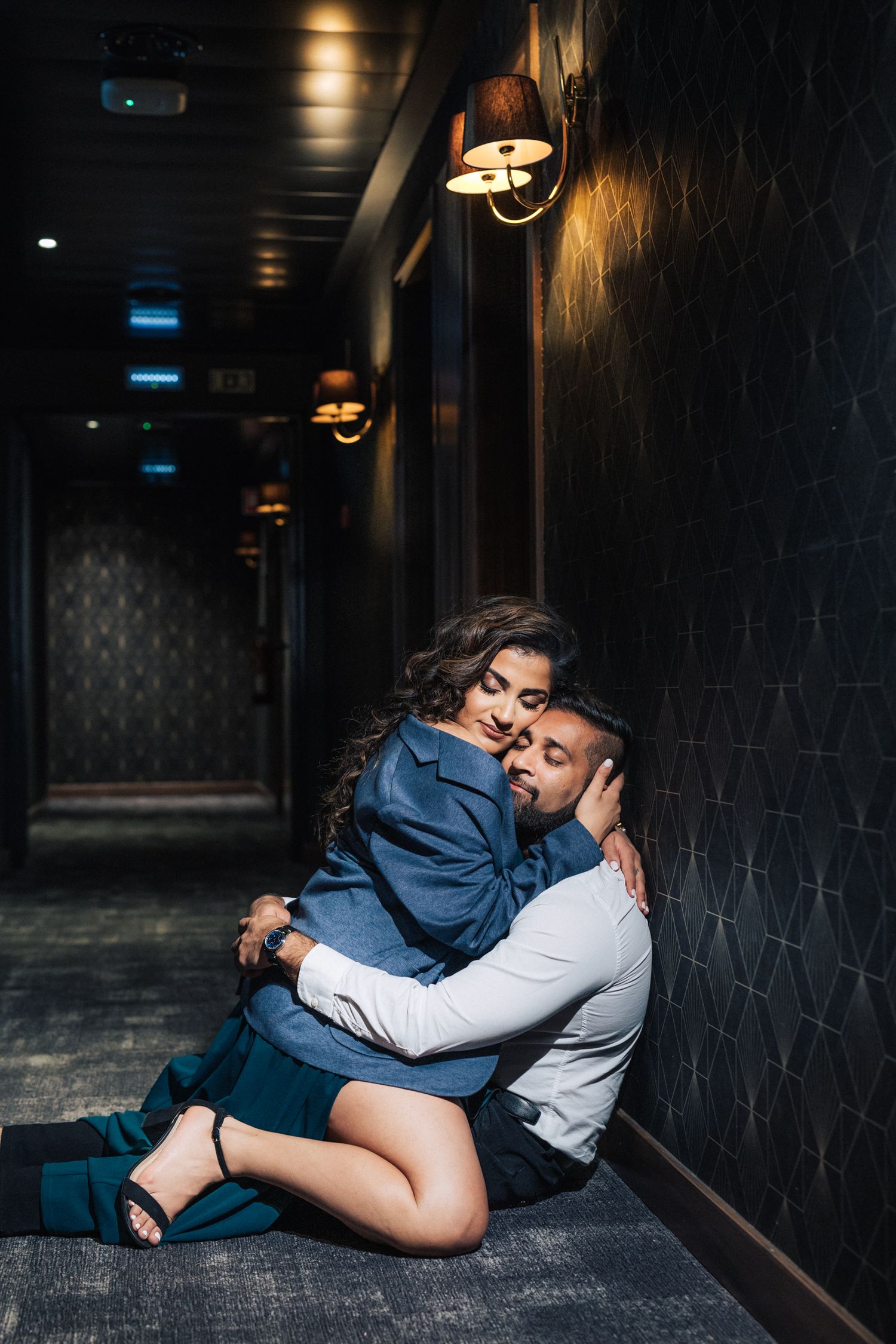 Portugal wedding photographer captures engagement photoshoot at Maxime Hotel Lisbon, with cinematic & editorial photo style