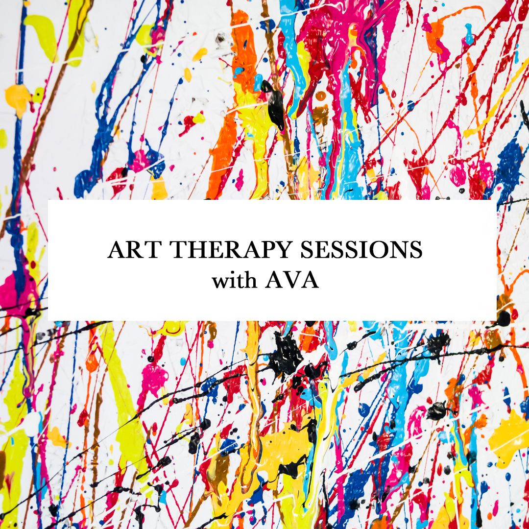 Vibrant splatter paint artwork in rainbow colors creates an energetic abstract pattern against a white background.