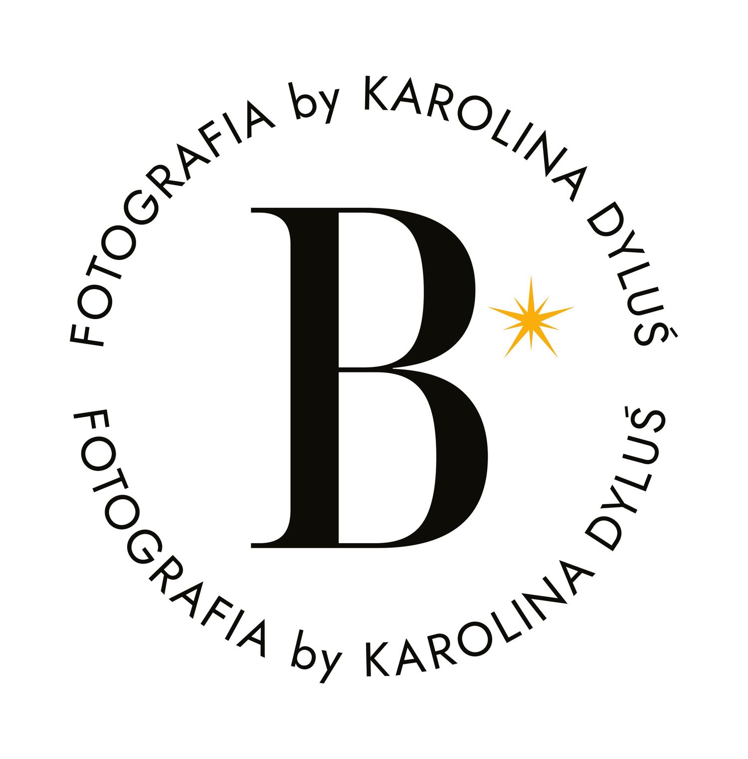 Minimalist black letter B logo design with star accent for photography business.