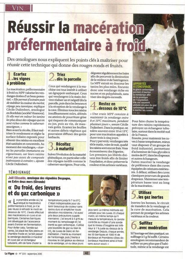 photo d'un article de la revue La Vigne