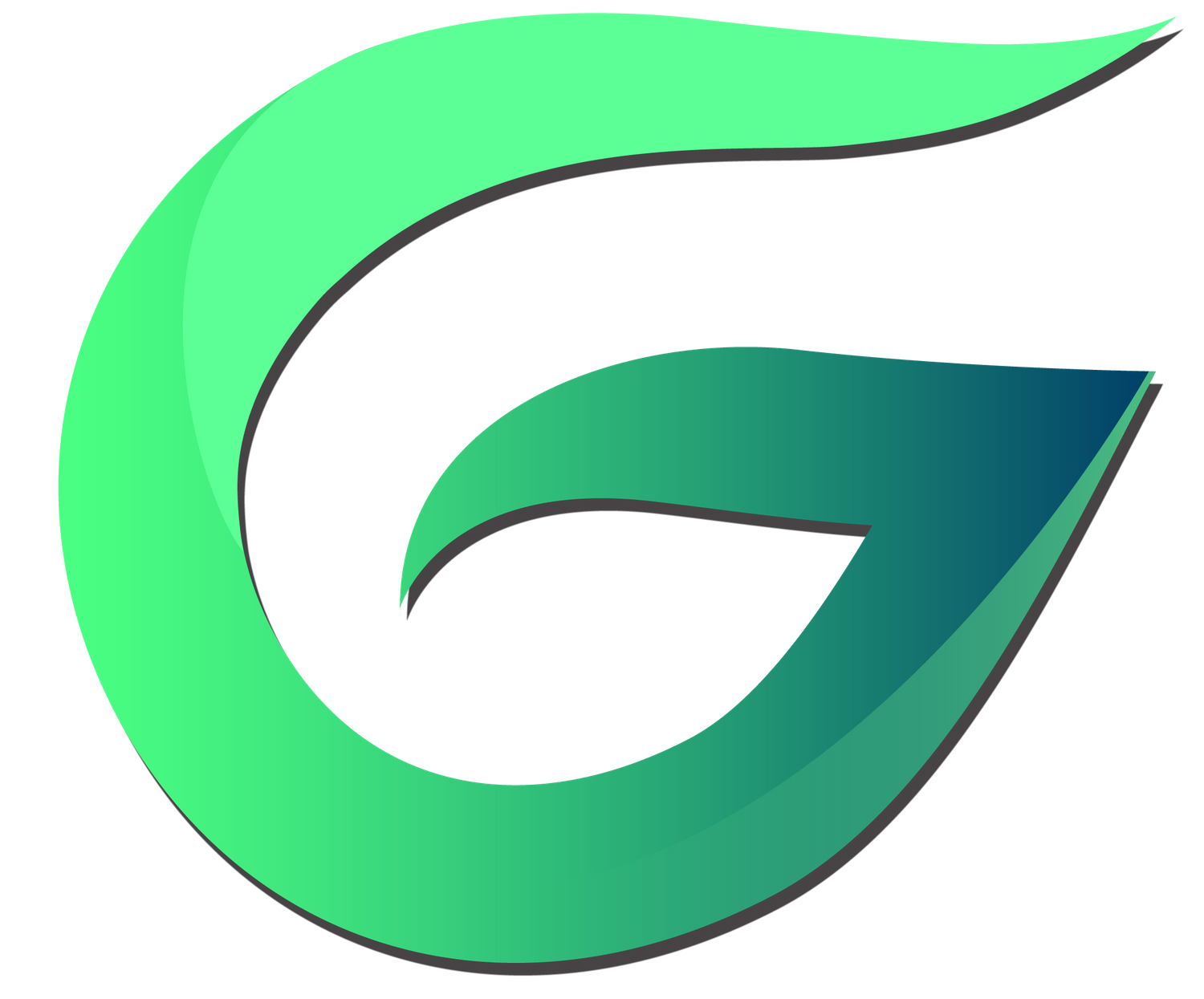 A stylized green letter G or leaf shape logo design with a gradient effect from bright green to blue. Steven Greenwood Logo
