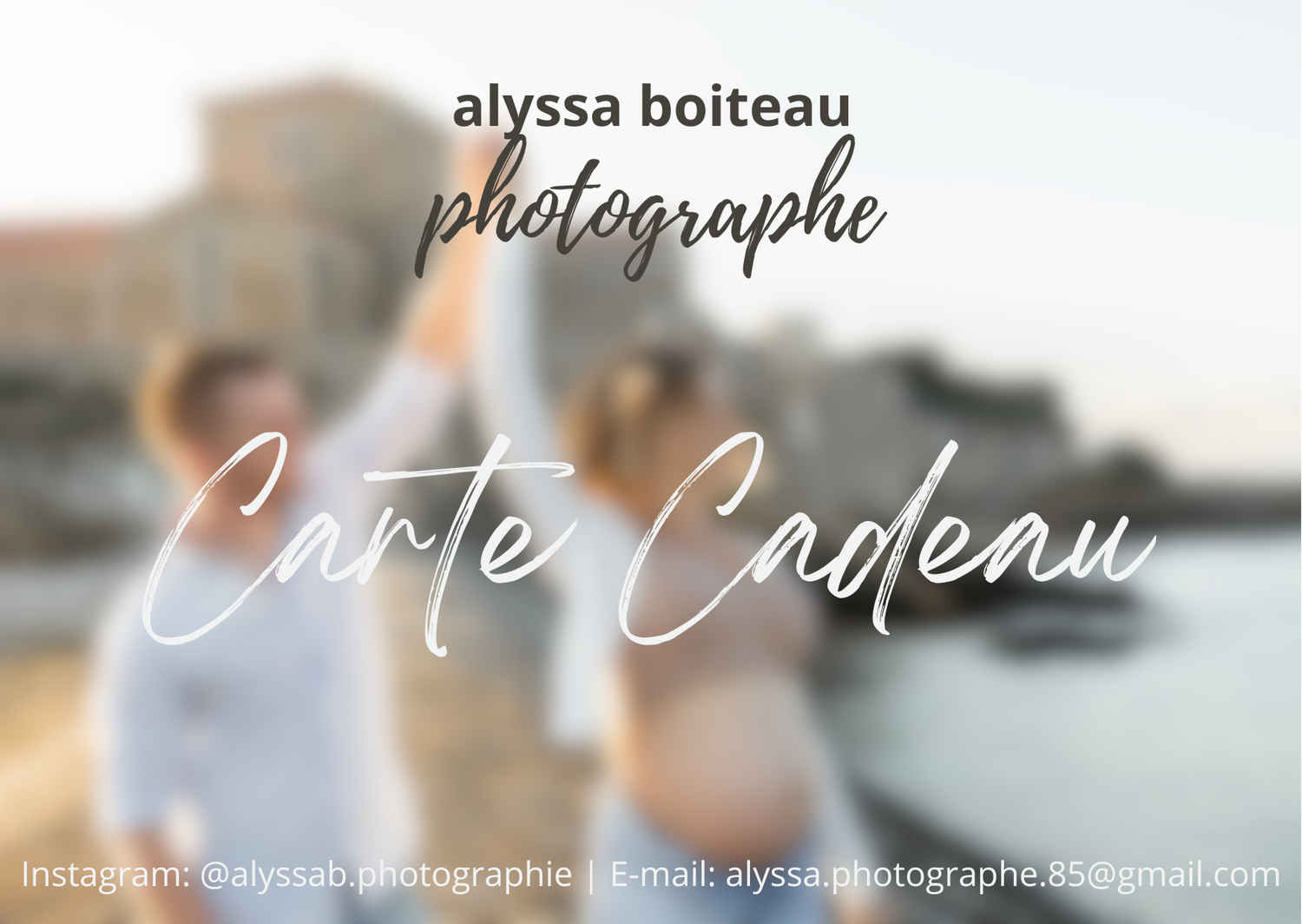 Carte cadeau pour offrir une séance photo.