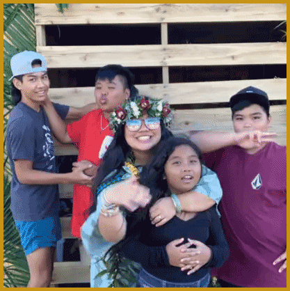 Boomerang / Gif photo of friends posing playfully for photo booth.
