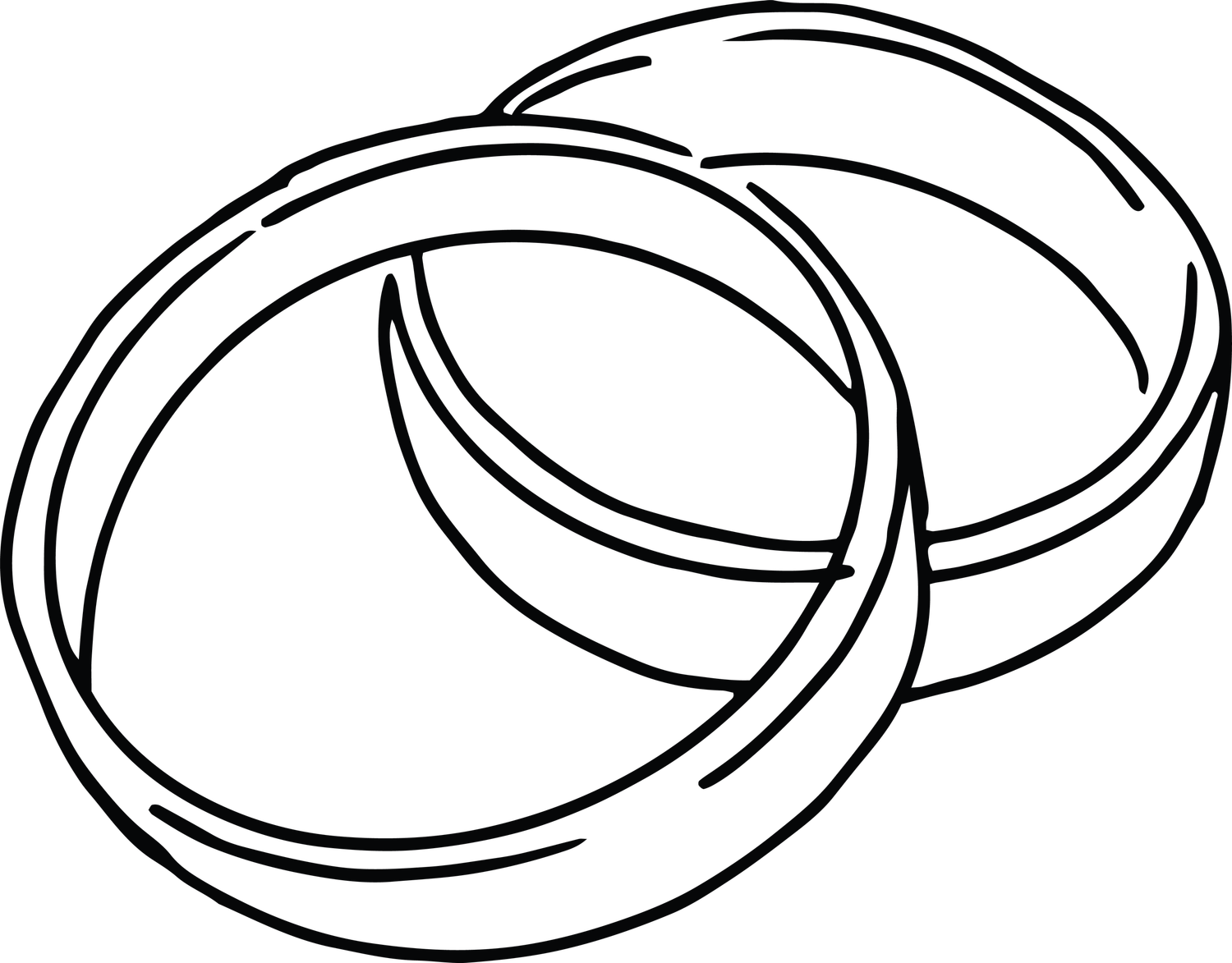 Simple black and white hand-drawn doodle of curvy, interconnected loops forming a continuous line pattern.