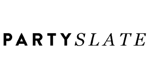 Black and white PartySlate logo text on white background.