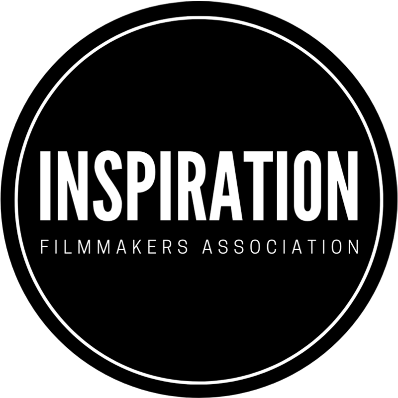 Black and white circular logo design for Inspiration Filmmakers Association with text in a minimalist style.