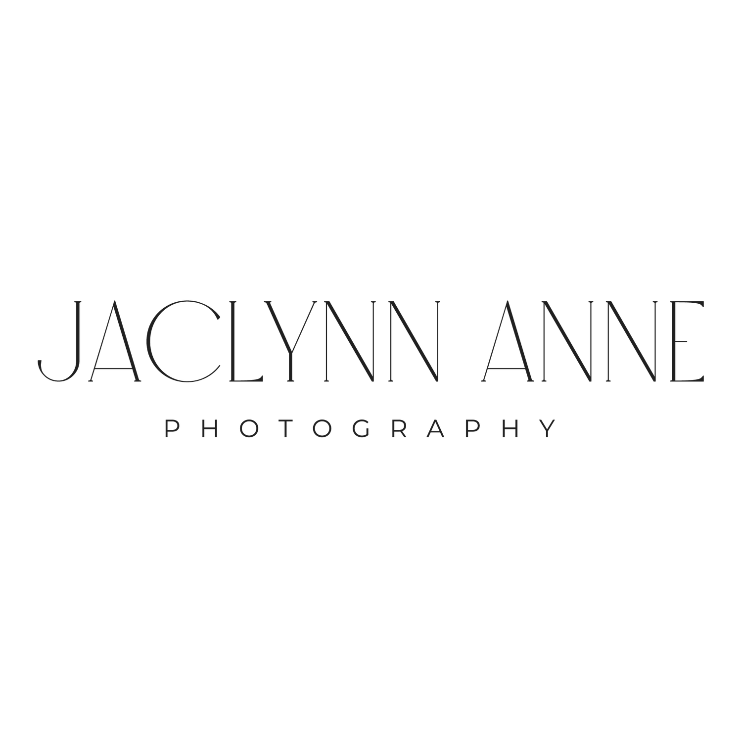Black and white professional photography logo design with text reading Jaclynn Anne Photography.