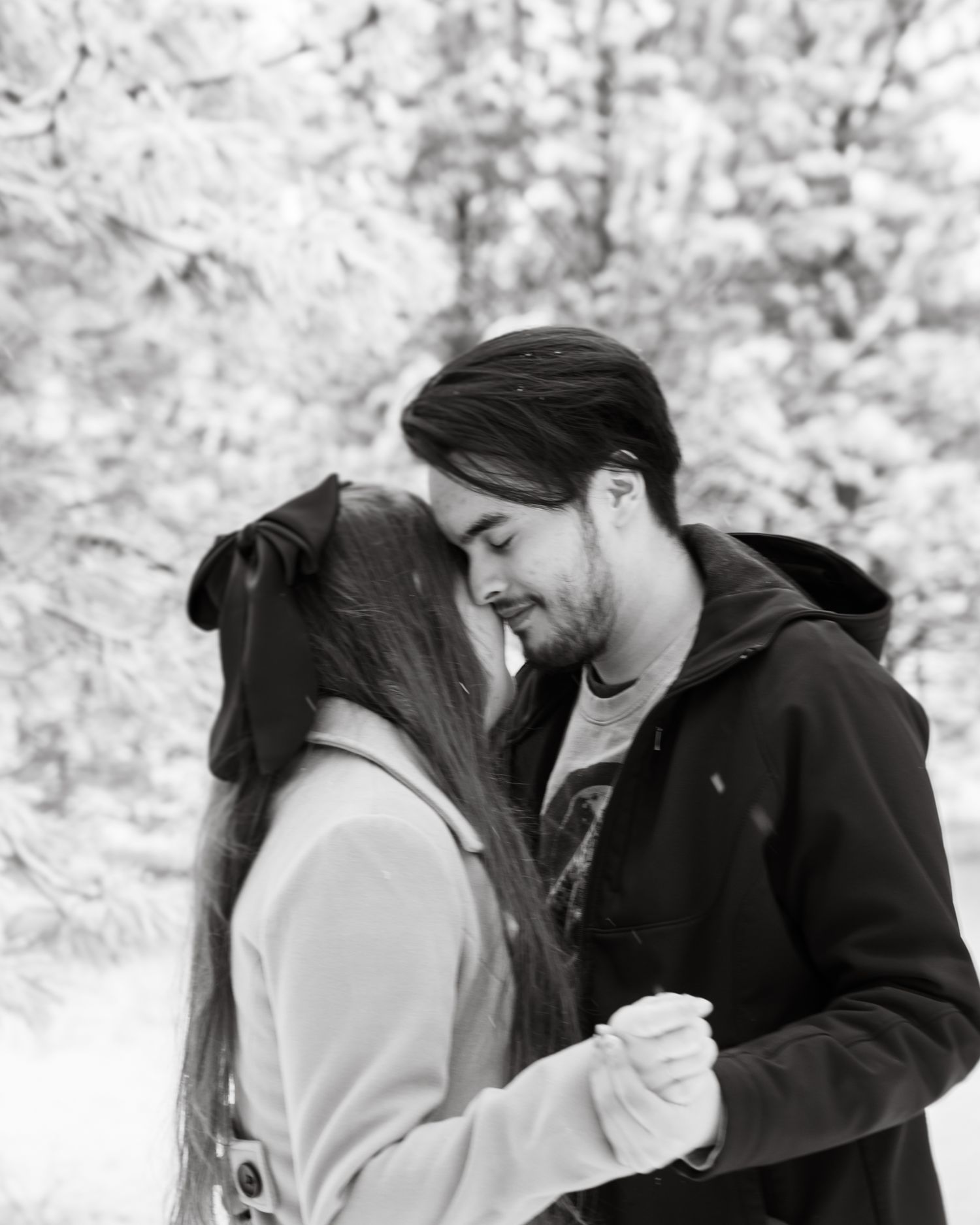 Austin Texas and Denver Colorado couples during the winter outside.