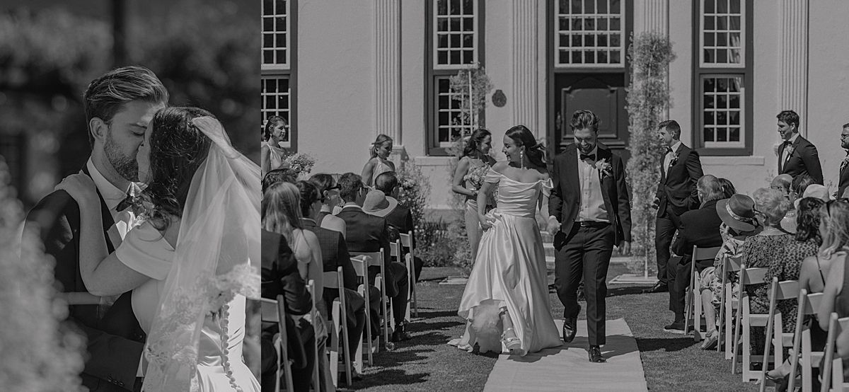 motional moment as couple says “I do” surrounded by family and friends