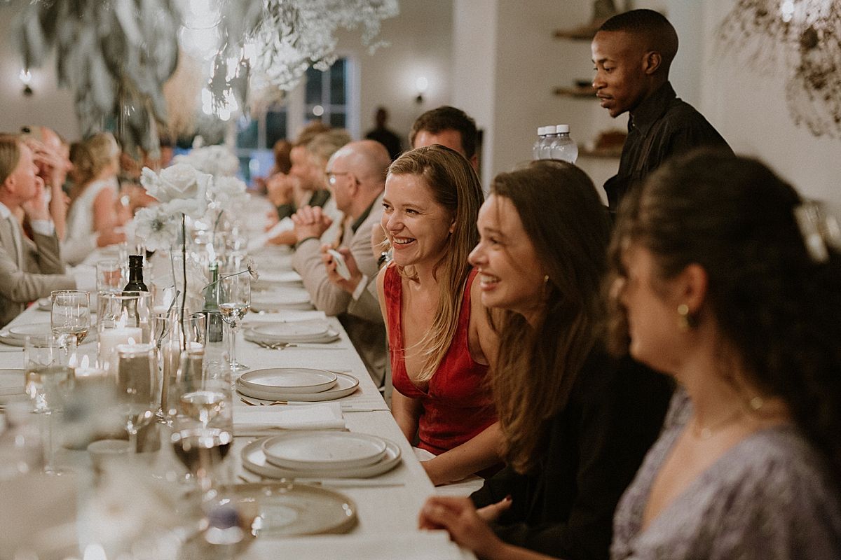 Intimate wedding reception in Cape Dutch venue at Penhill Farm, captured by Kusjka du Plessis