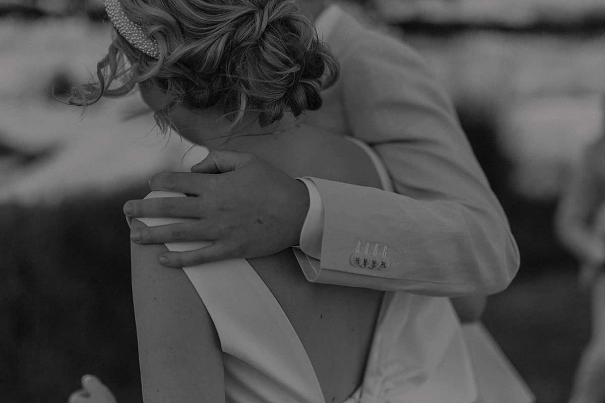 Bride and groom exchanging vows at Penhill Farm