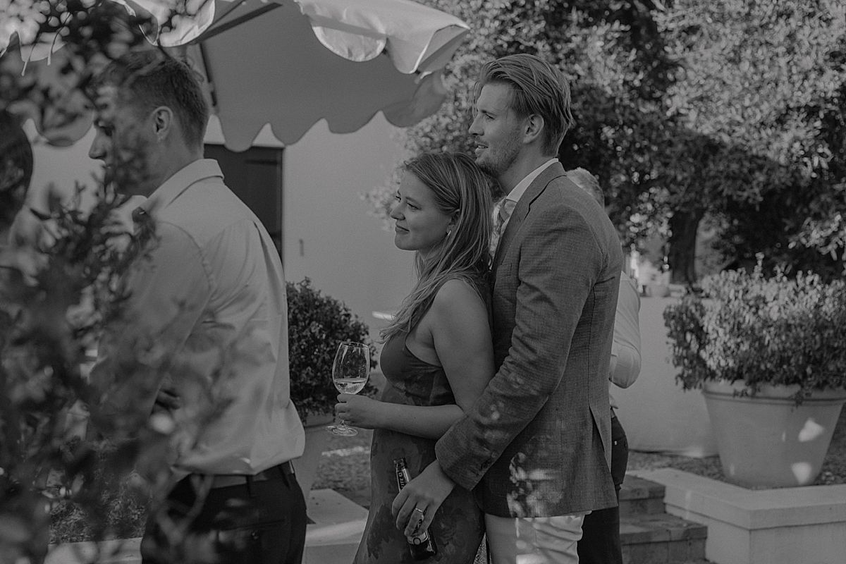 Guests laughing and mingling at intimate Western Cape wedding