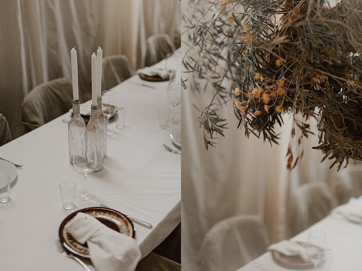 Elegant wedding table set with minimal decor