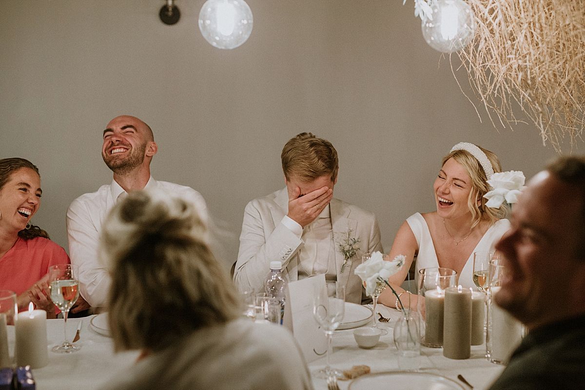 Intimate wedding reception in Cape Dutch venue at Penhill Farm, captured by Kusjka du Plessis