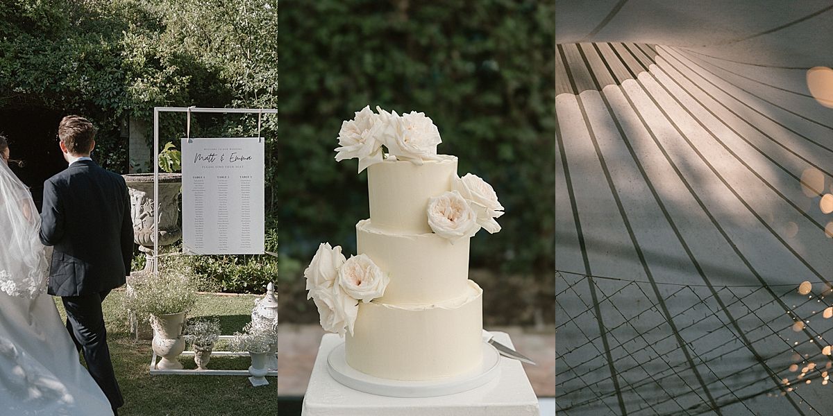 Bride and groom sharing a joyful moment at Weltevreden Estate, with elegant floral arrangements and Cape Dutch architecture.
