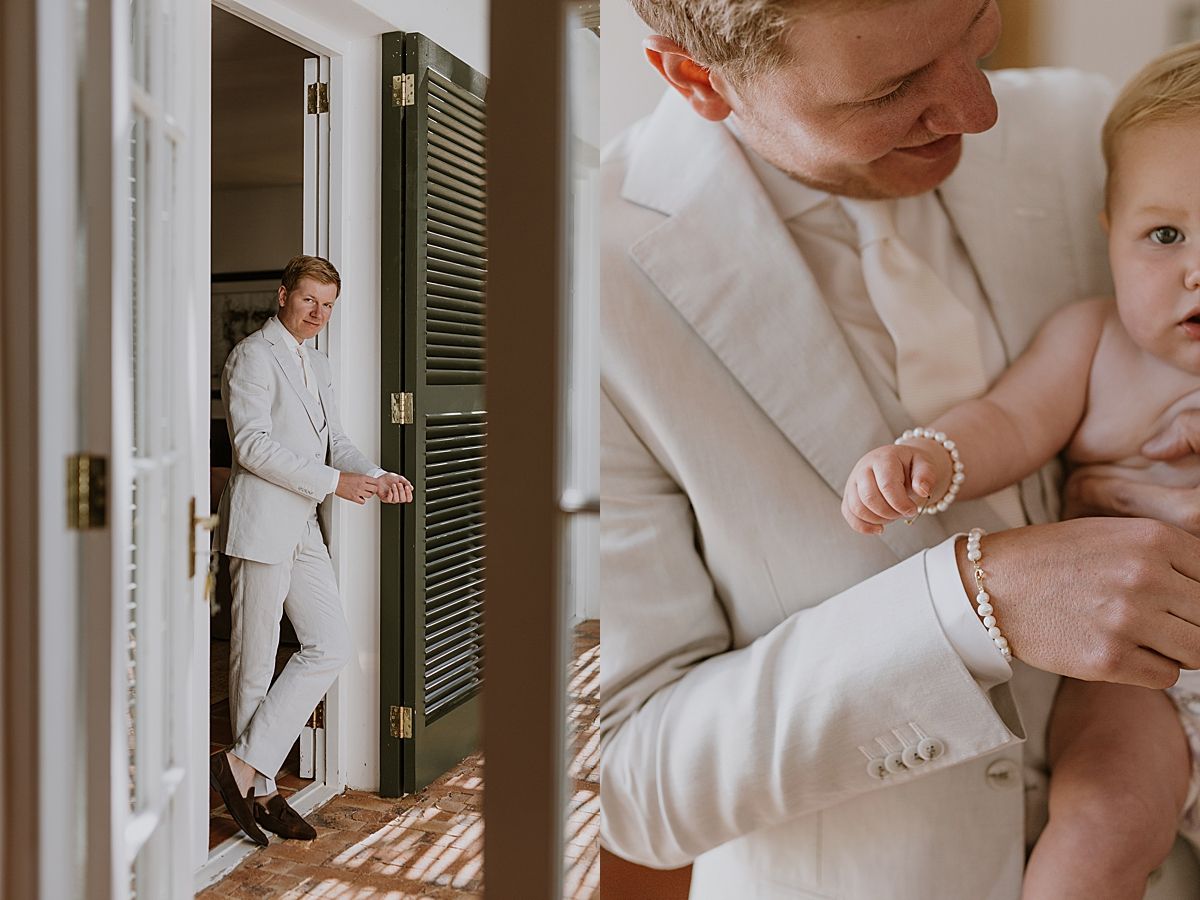 Bride and groom exchanging vows at Penhill Farm