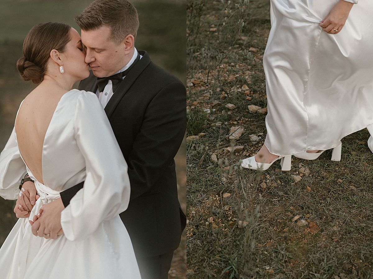 Bride and groom sharing a tender moment in golden sunlight at Cape Town wedding