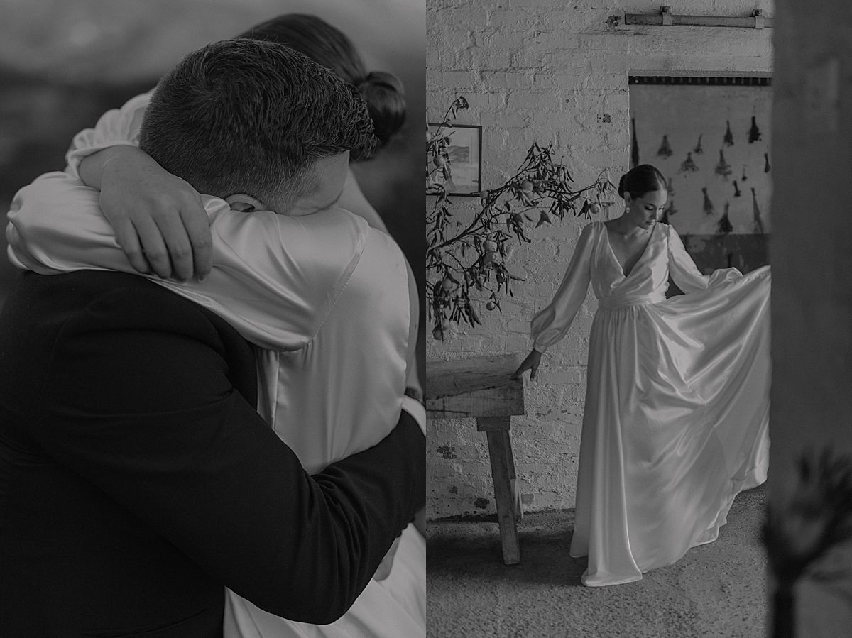 Bride and groom sharing a tender moment in golden sunlight at Cape Town wedding