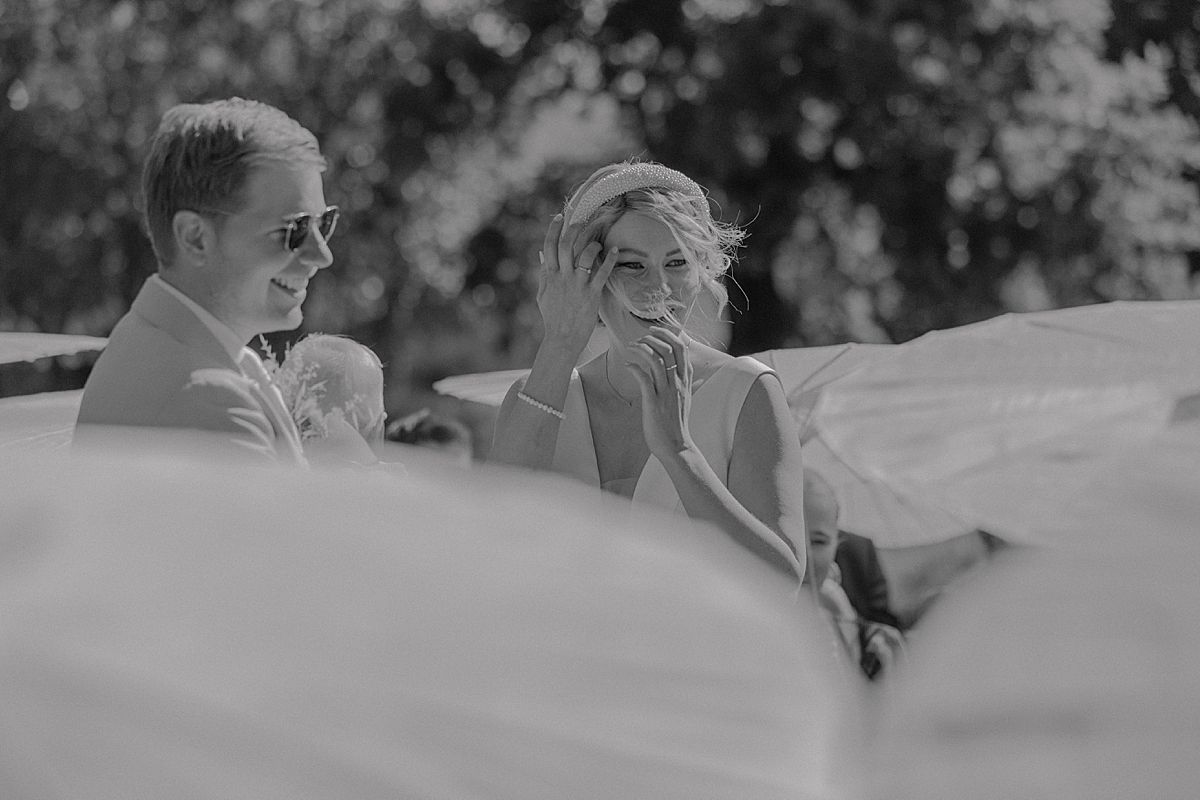 Bride and groom exchanging vows at Penhill Farm