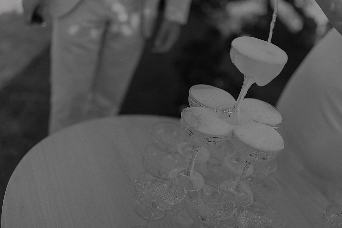 Wedding guests enjoying a relaxed celebration in Penhill Farm gardens