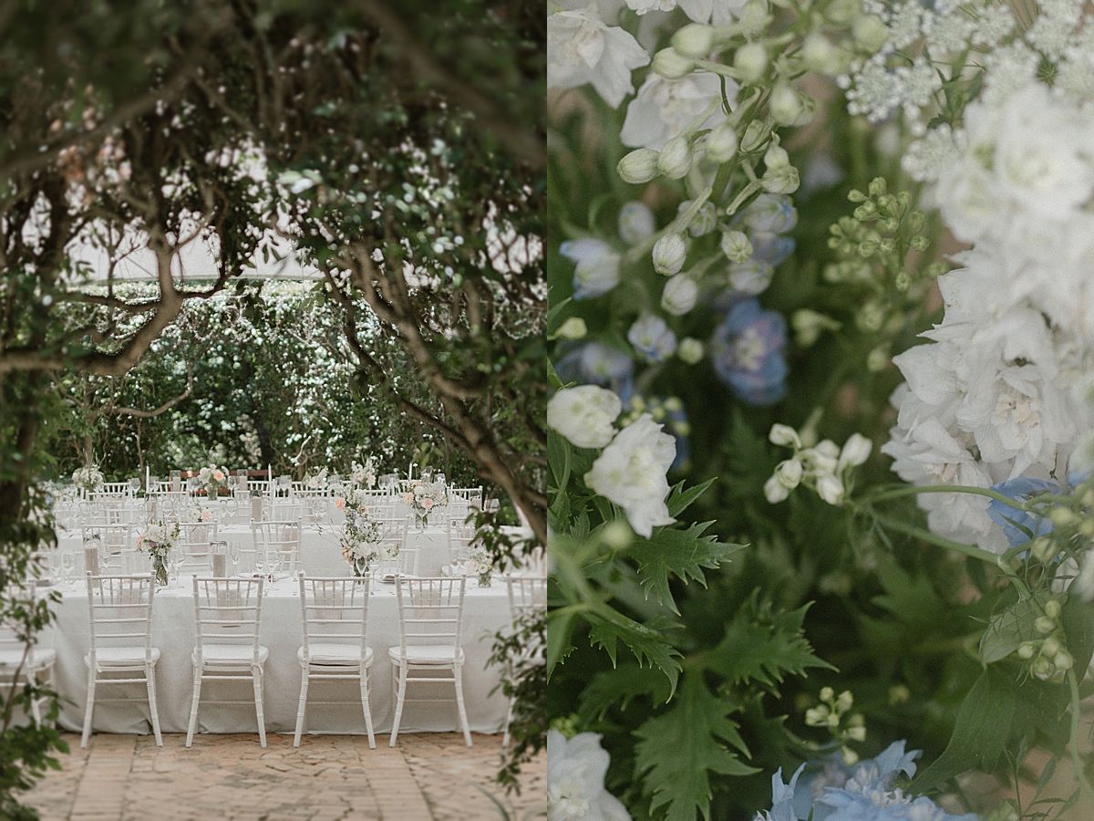 Bride and groom sharing a joyful moment at Weltevreden Estate, with elegant floral arrangements and Cape Dutch architecture.