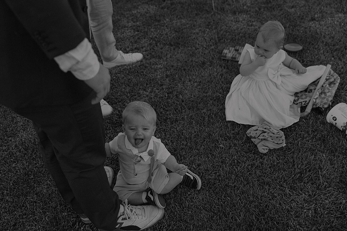 Bride and groom exchanging vows at Penhill Farm