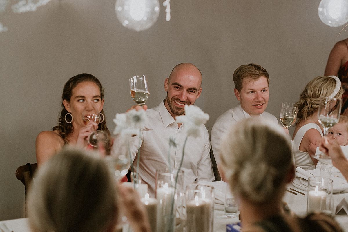 Intimate wedding reception in Cape Dutch venue at Penhill Farm, captured by Kusjka du Plessis