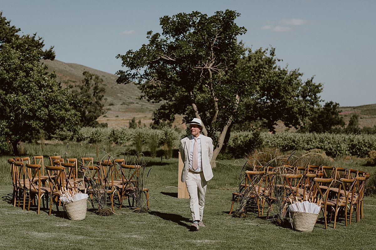 Bride and groom exchanging vows at Penhill Farm