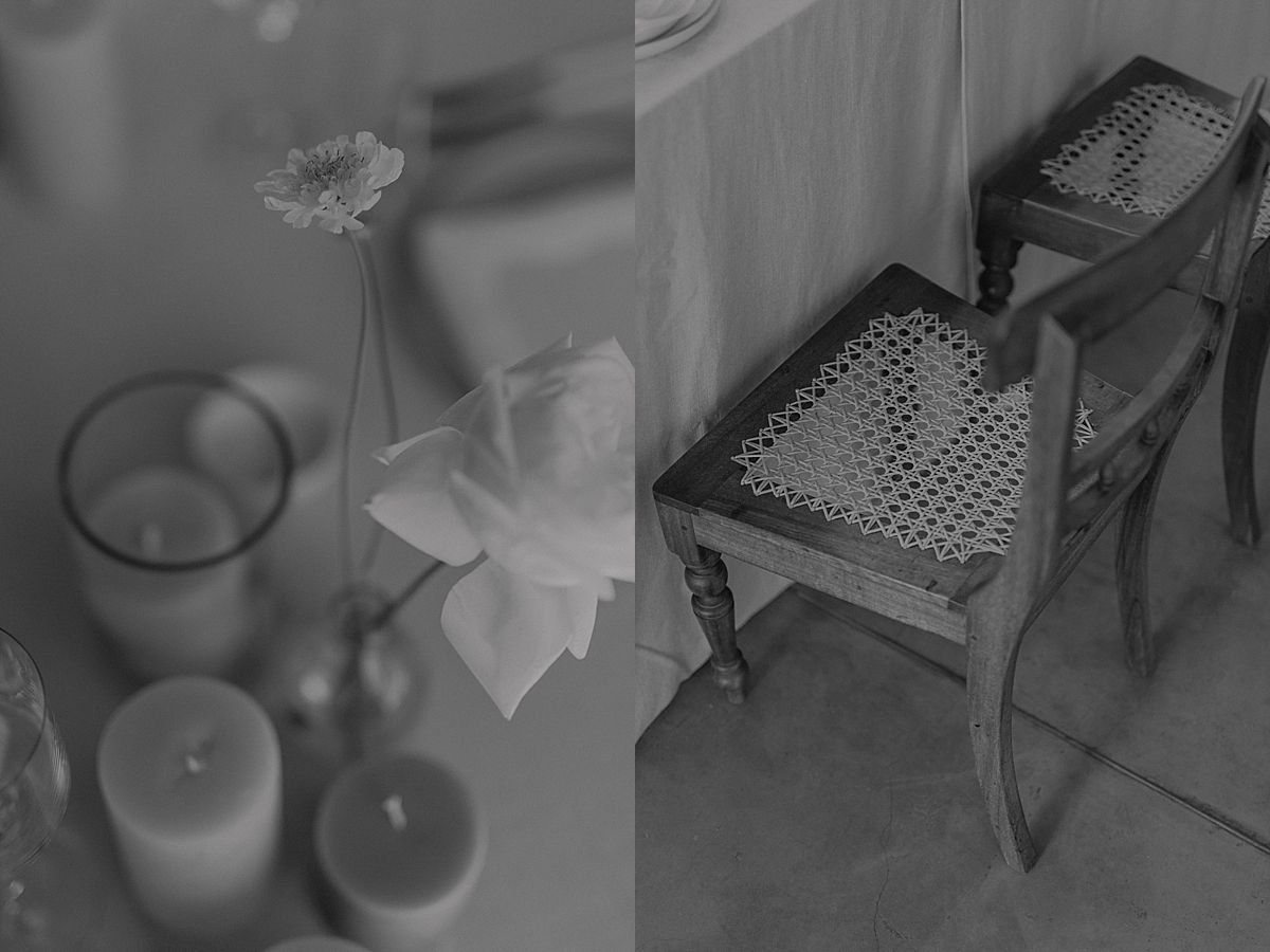 Decor details featuring floral arrangements by Kweek Studios
