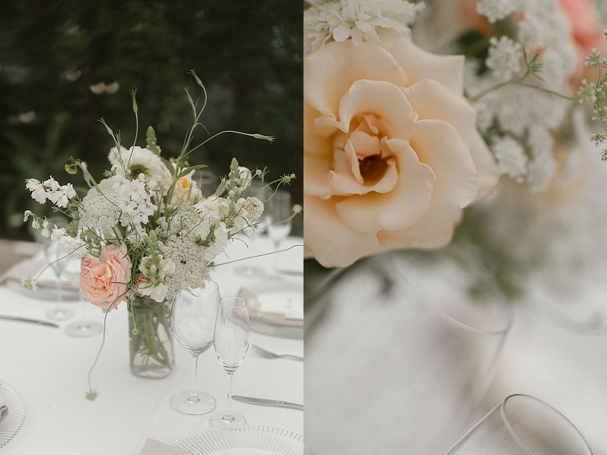 Bride and groom sharing a joyful moment at Weltevreden Estate, with elegant floral arrangements and Cape Dutch architecture.