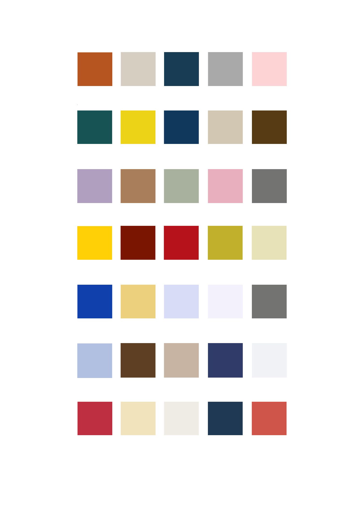 Color swatch palette arranged in seven rows showing various complementary tones.