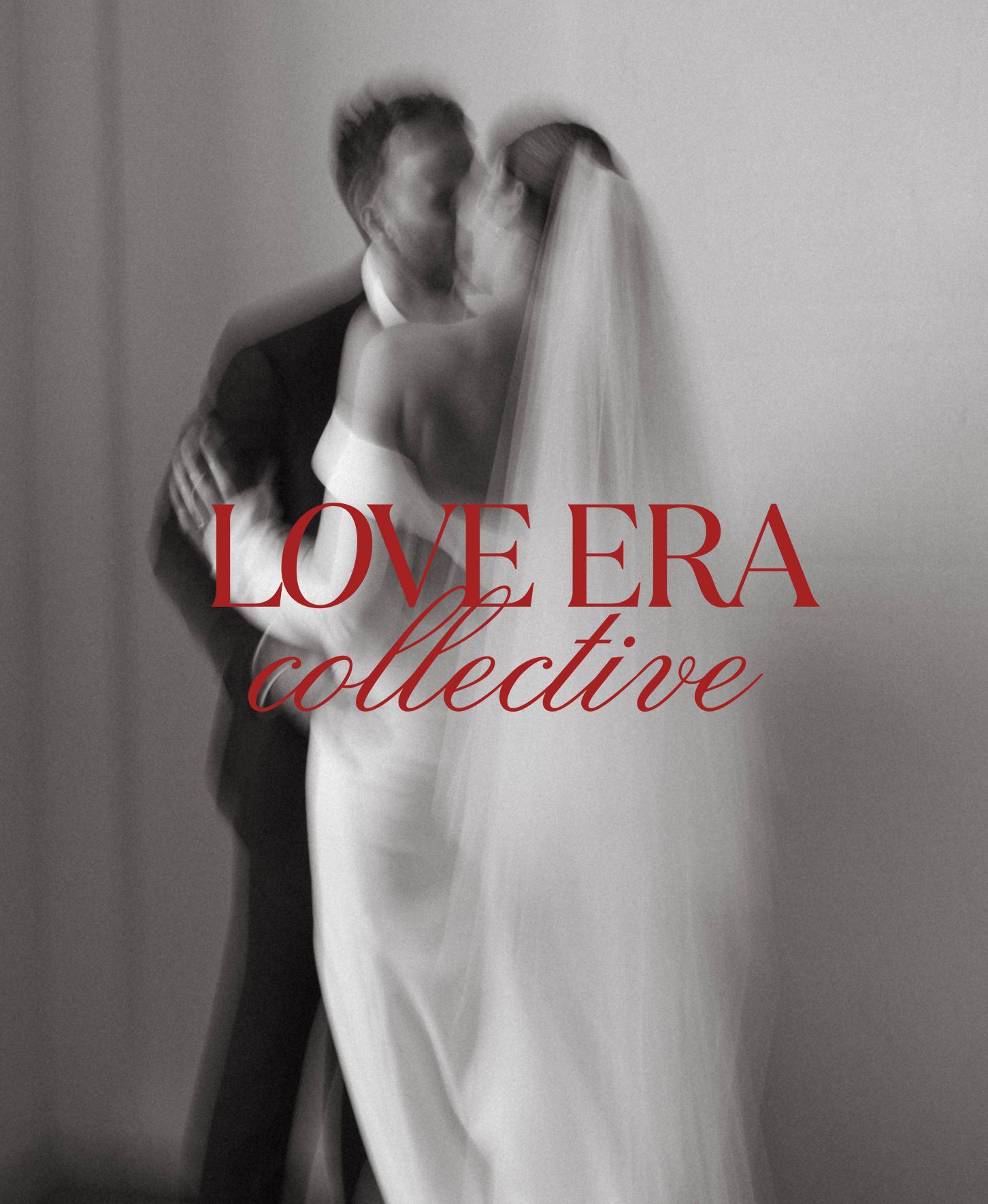 Artistic black and white wedding portrait with soft focus showing couple in intimate embrace.