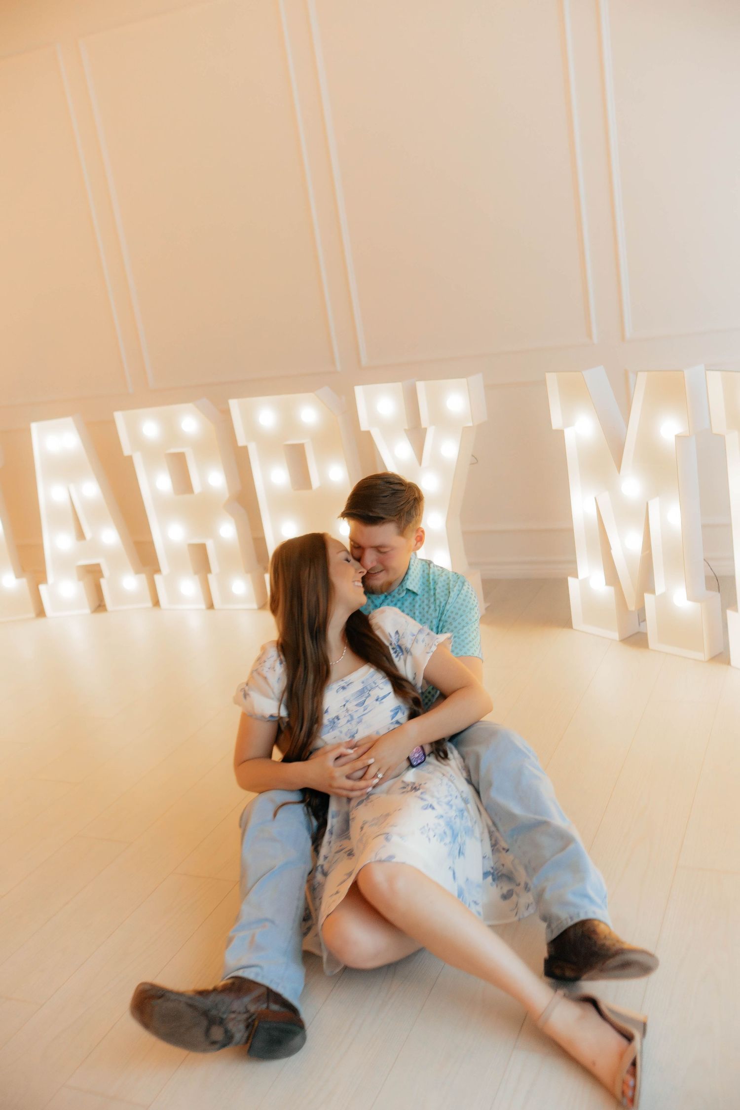 Engagement/Proposal Photos taken at The Lumen Room indoor studio in Willow Park, Texas by Kaitlyn Fleming Photography.