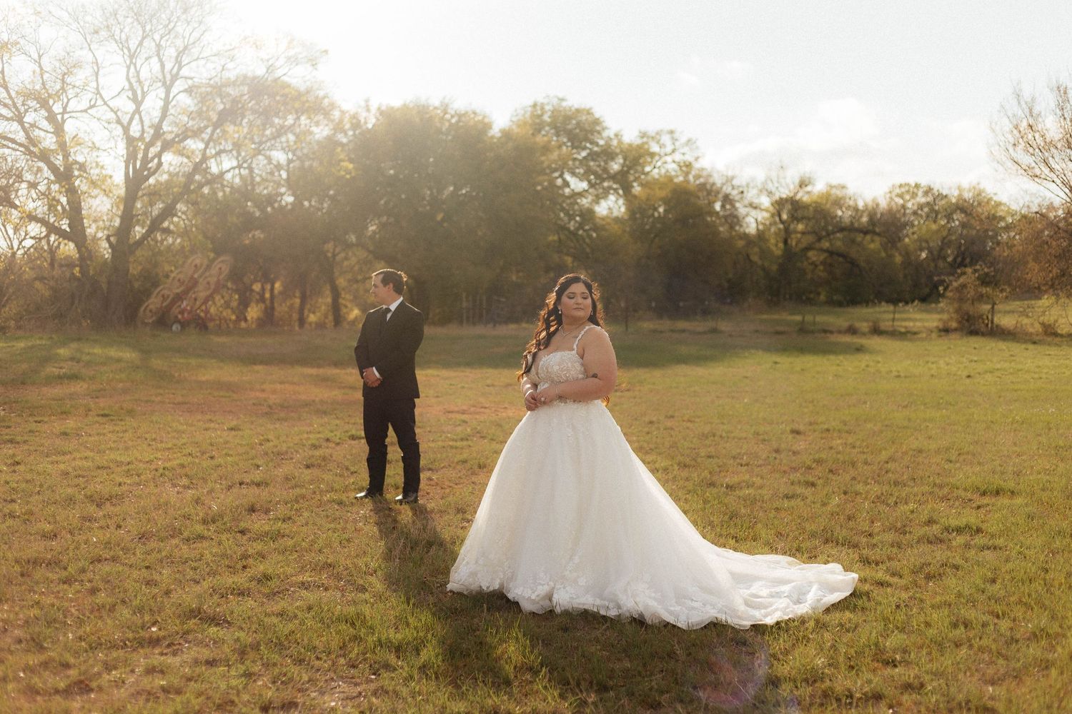 Wedding couples portraits at The Orchard Wedding Venue in Azle, TX taken by Kaitlyn Fleming Photography.