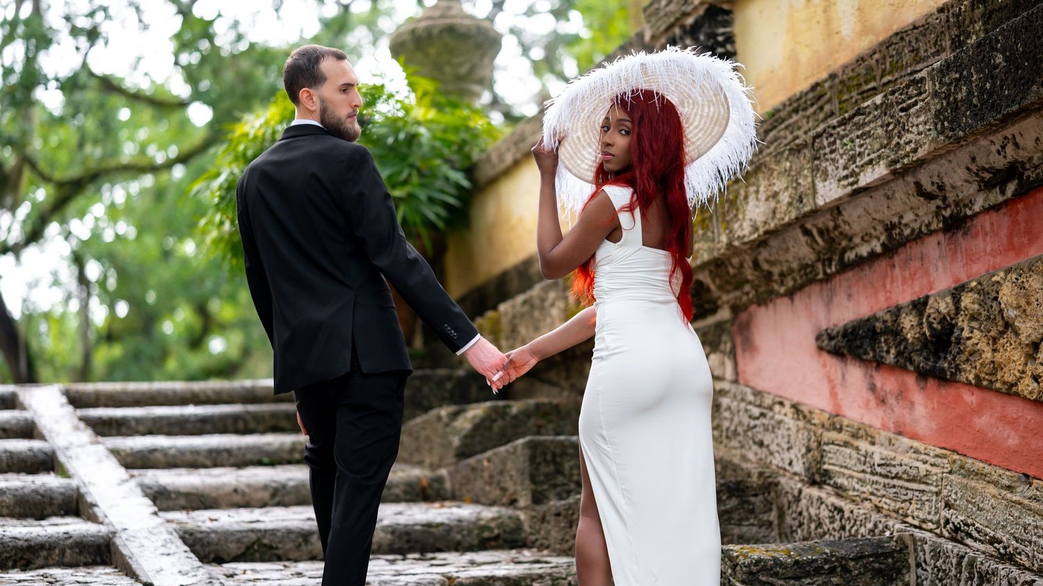 Wedding photographers in South Florida photographed this couple at Vizcaya Museum and Gardens in Miami, Florida.