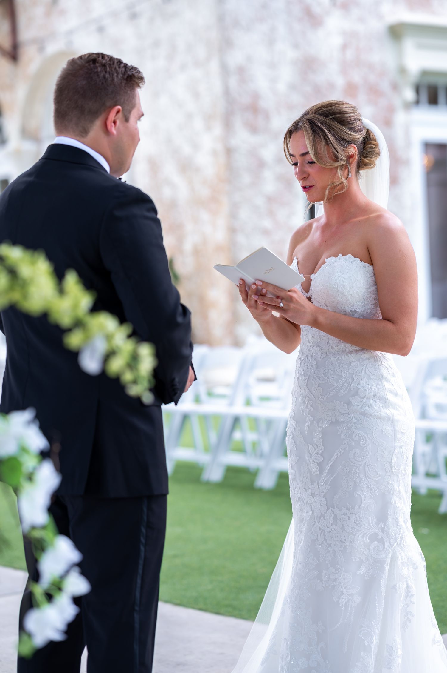 Groom’s reaction to seeing bride walk down the aisle