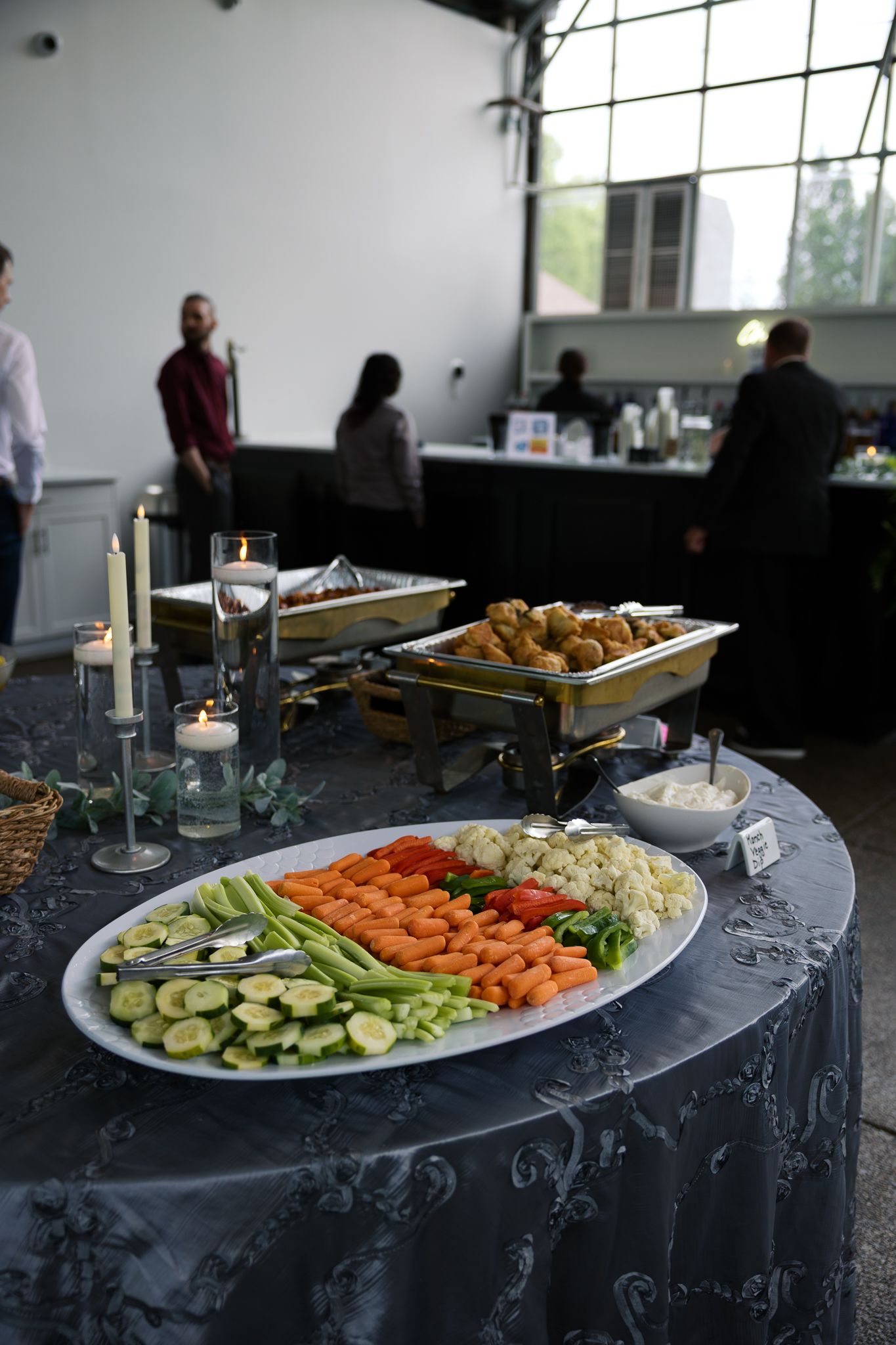 veggie tray setup for cocktail hour