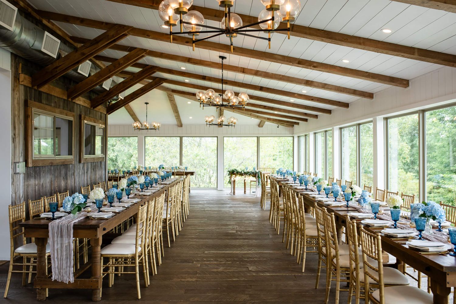 interior shot of willowbrook wedding reception seating arrangement