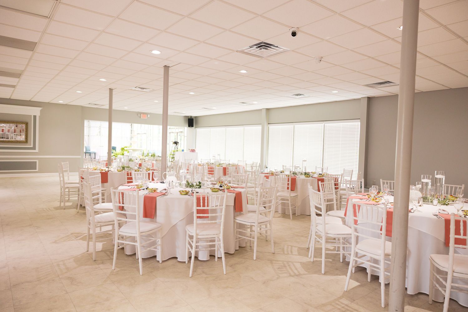 wide view of the reception hall at butler pa wedding venue