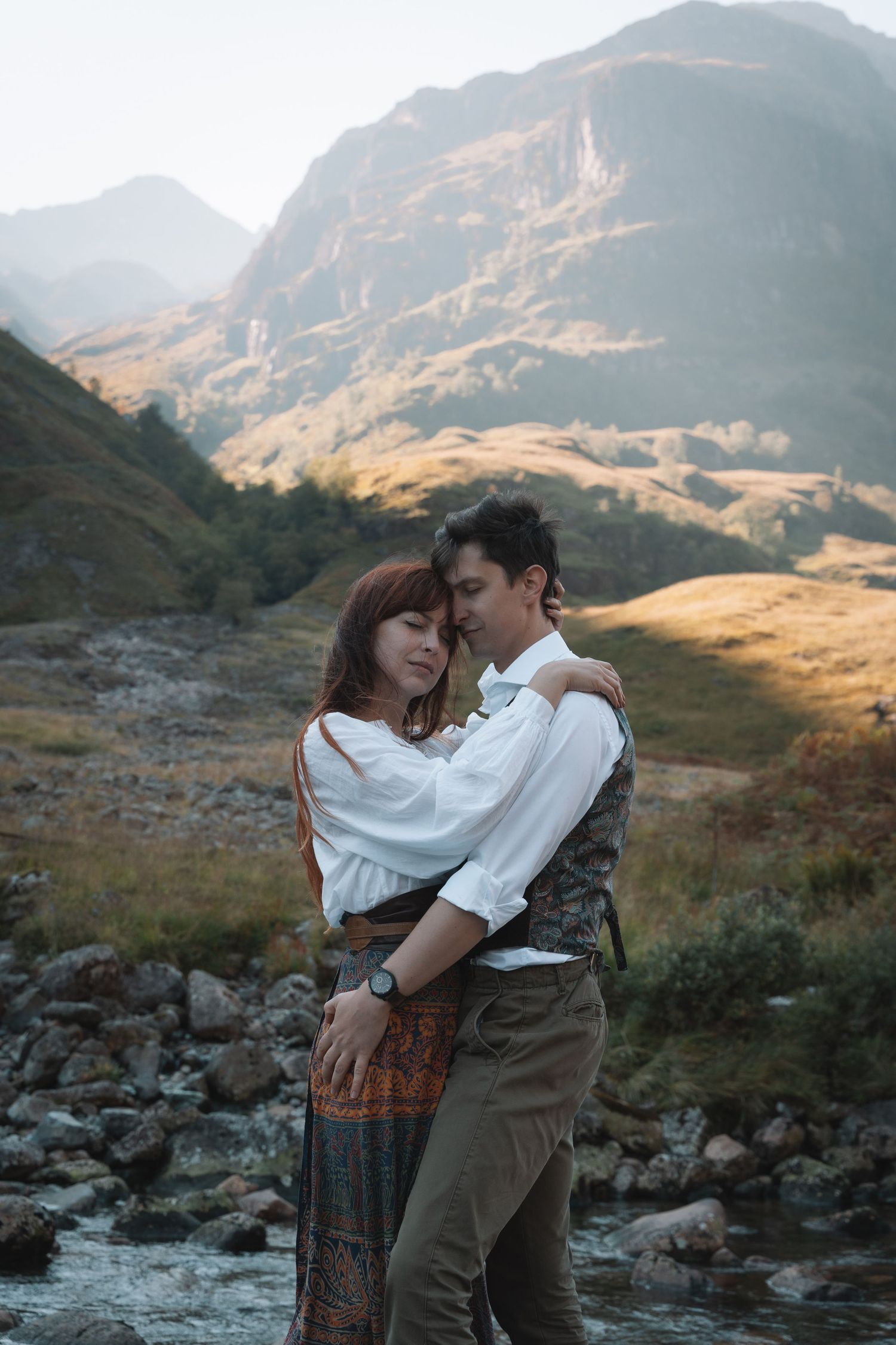 Emotional moment between couple during Glencoe adventure session
