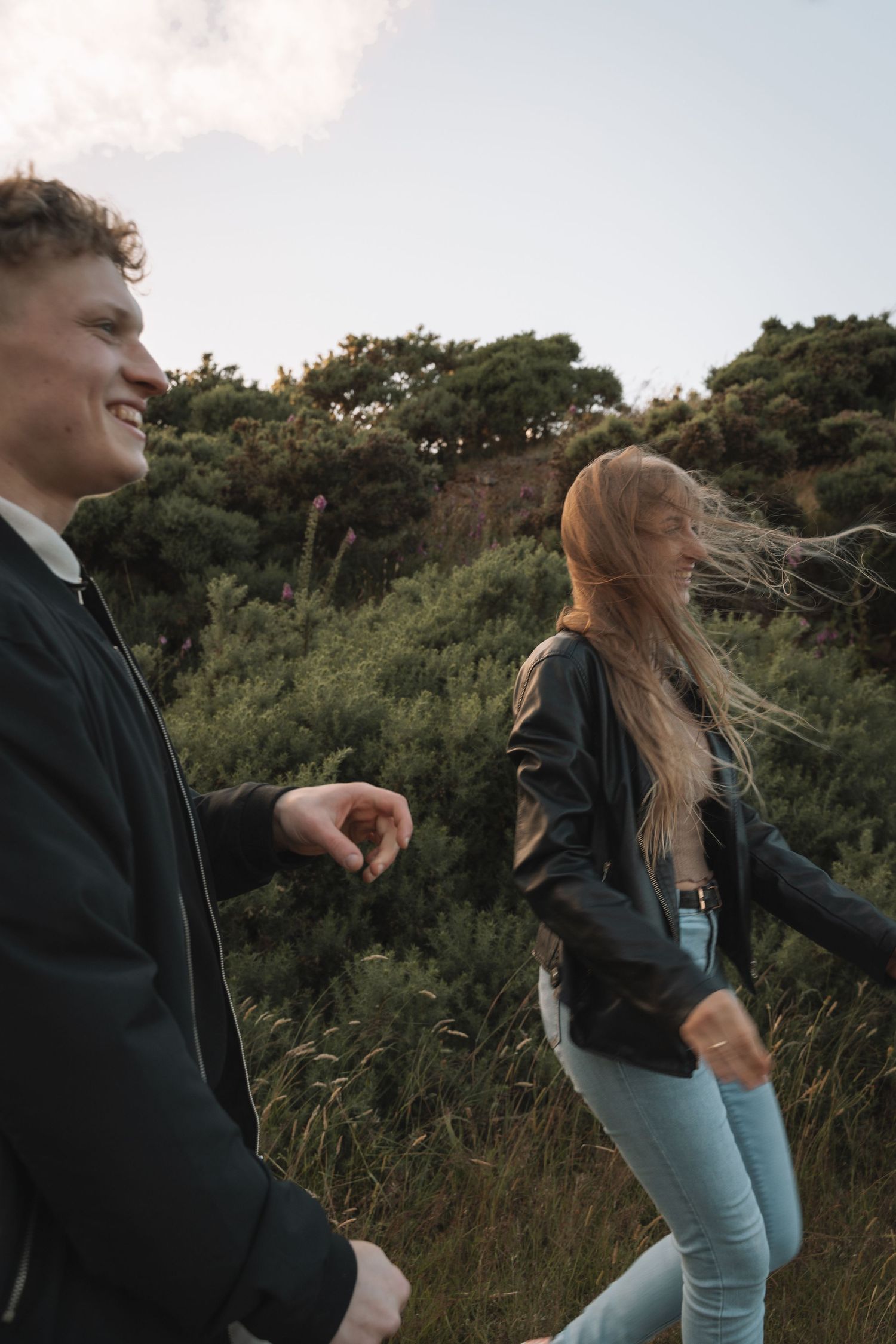 Natalia and David sharing a quiet moment in the hills