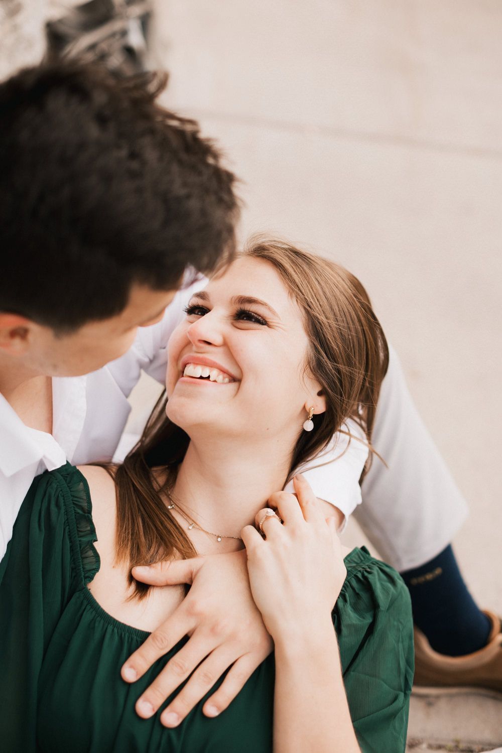Close-up shots showing genuine laughter and tender moments.