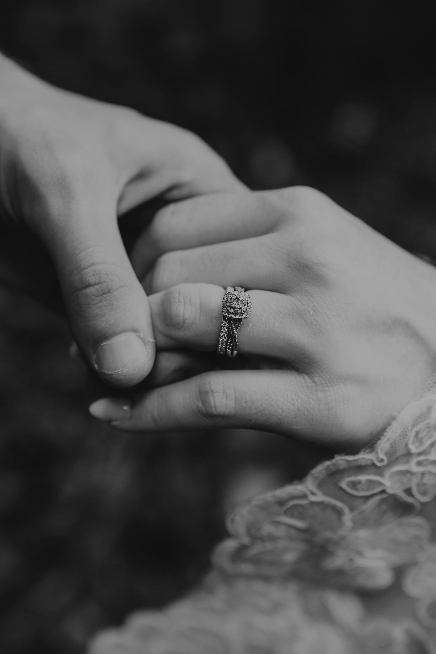 Editorial close up of wedding rings in Bethlehem, PA in black and white