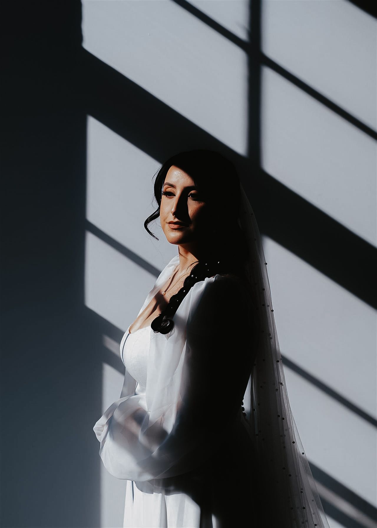 Bridal Portrait in Birmingham AL, editorial prep photo in muted, airy tones.