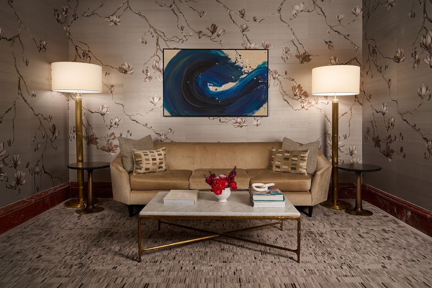 The lobby lounge at the Peninsula hotel in NY