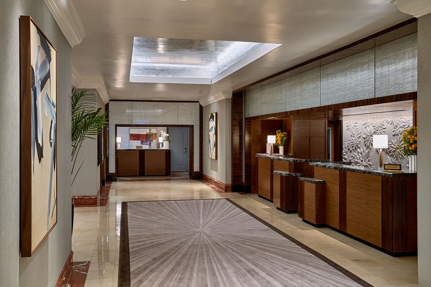 The reception area at the Peninsula hotel in NY