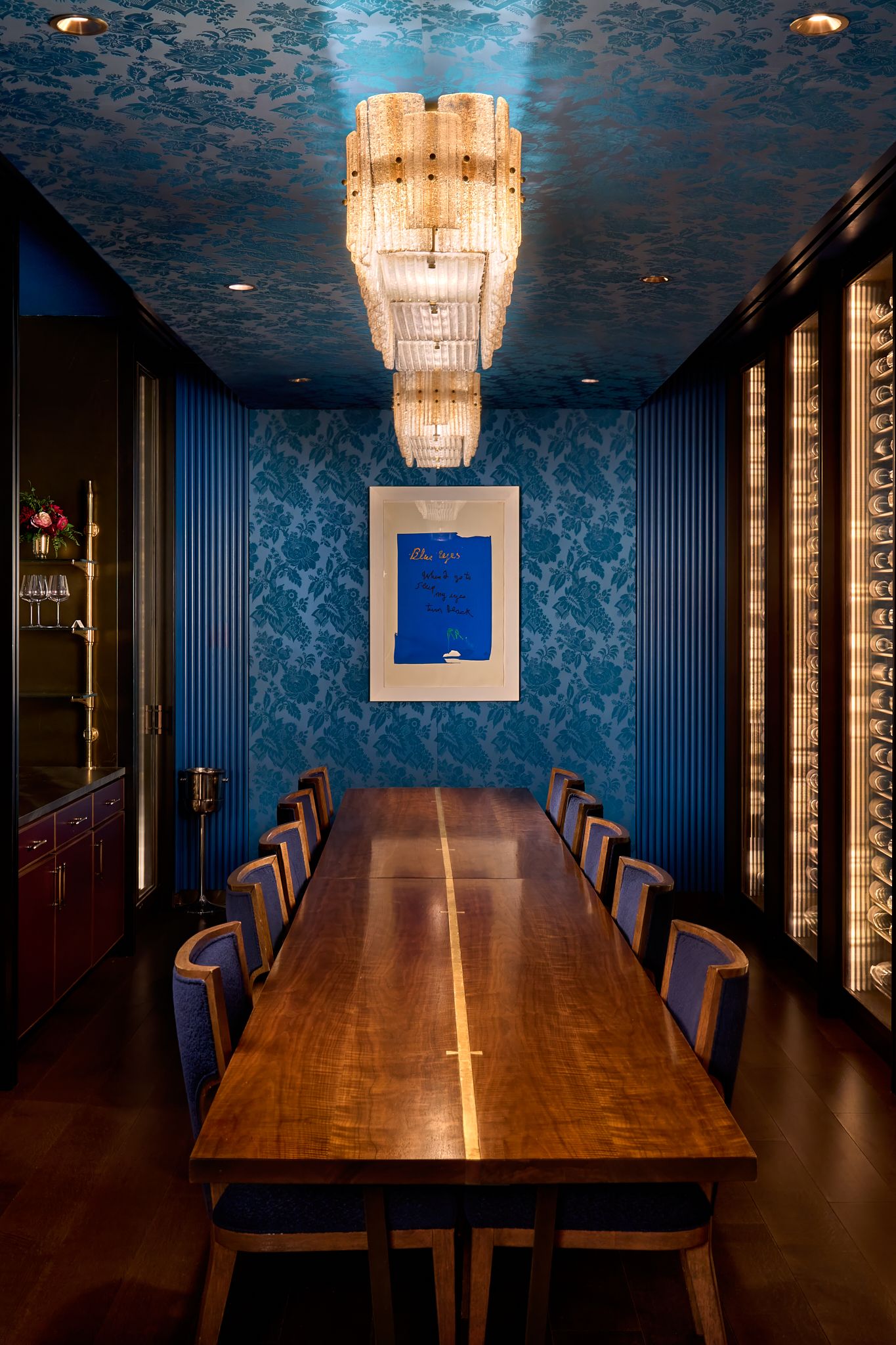 private dining room at Zou zou's club, in Hudson Yards, NY. Designed by Ken Fulk